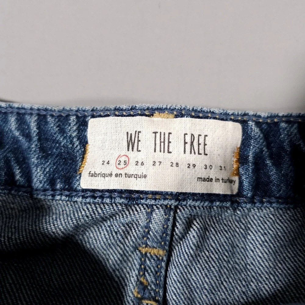 Free People Harvey Denim Mini Skirt Womens 25 Blue Distressed Button Fly New‎